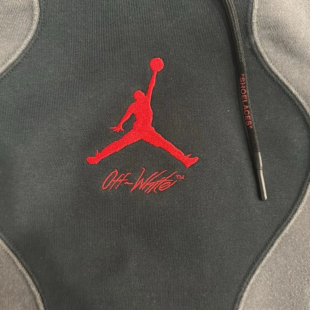 Air Jordan X Off-White Collaboration in Black Hoodie Sweatshirt.  Sz XL - Picture 14 of 16